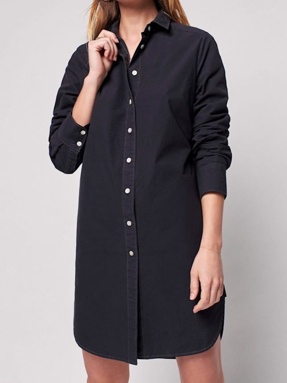 FAHERTY Whitney Organic Cotton Oversized Shirt Dress Black XS